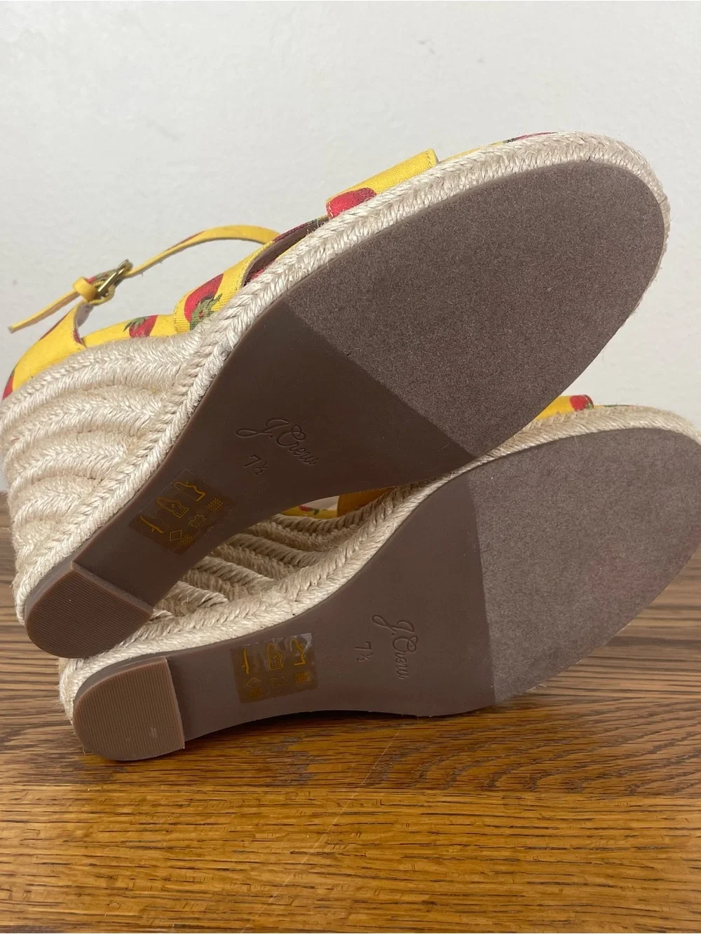 Edie Parker x J.Crew Strawberry Print Espadrille Wedge Sandals